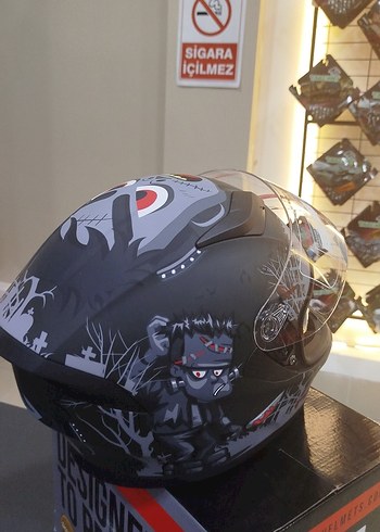 Jiekai Baskılı Siyah Motosiklet Kaskı L beden - Görsel 4