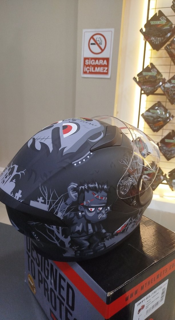 Jiekai Baskılı Siyah Motosiklet Kaskı L beden - Görsel 4