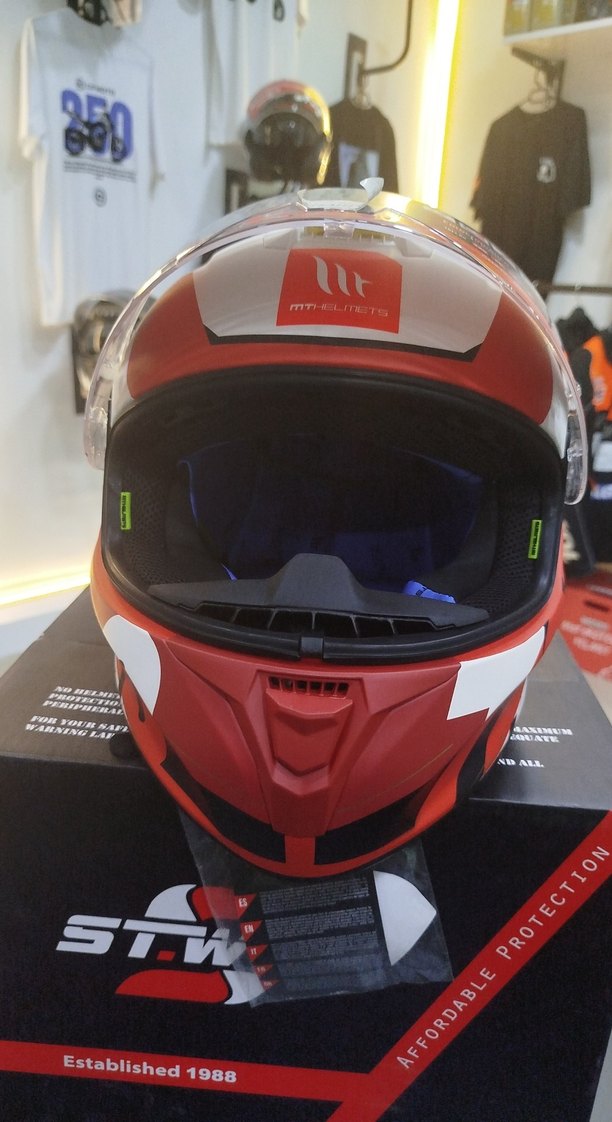 Mthelmets Kırmızı Baskılı Street Style Motosiklet Kaskı L beden - Görsel 2