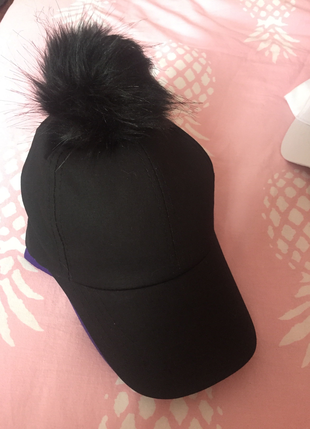 universal Beden siyah Renk Siyah ponponlu şapka