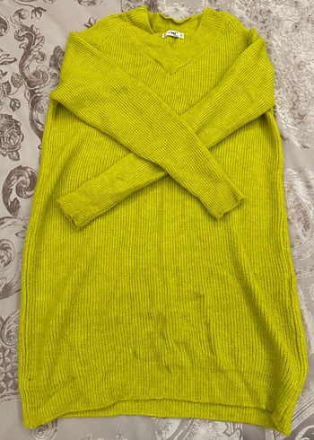 Sarı V Yaka Kadın Elbise - Görsel 2