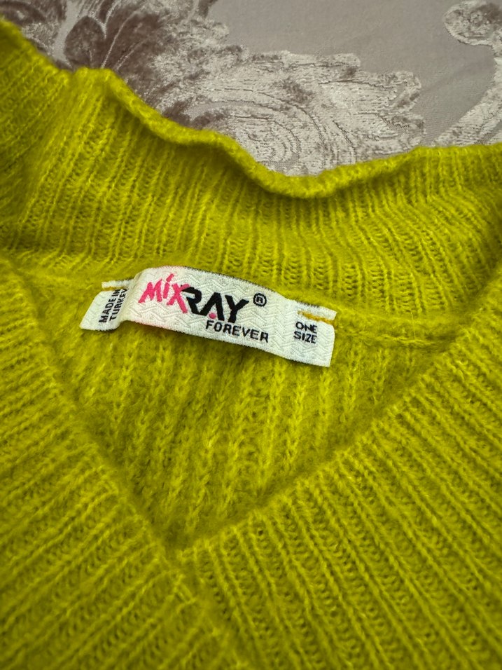 Sarı V Yaka Kadın Elbise - Görsel 3