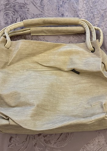 Bej Keten Kadın Kol Çantası - Görsel 2