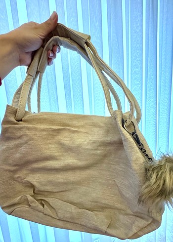 Bej Keten Kadın Kol Çantası - Görsel 5