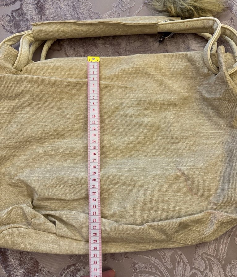 Bej Keten Kadın Kol Çantası - Görsel 3