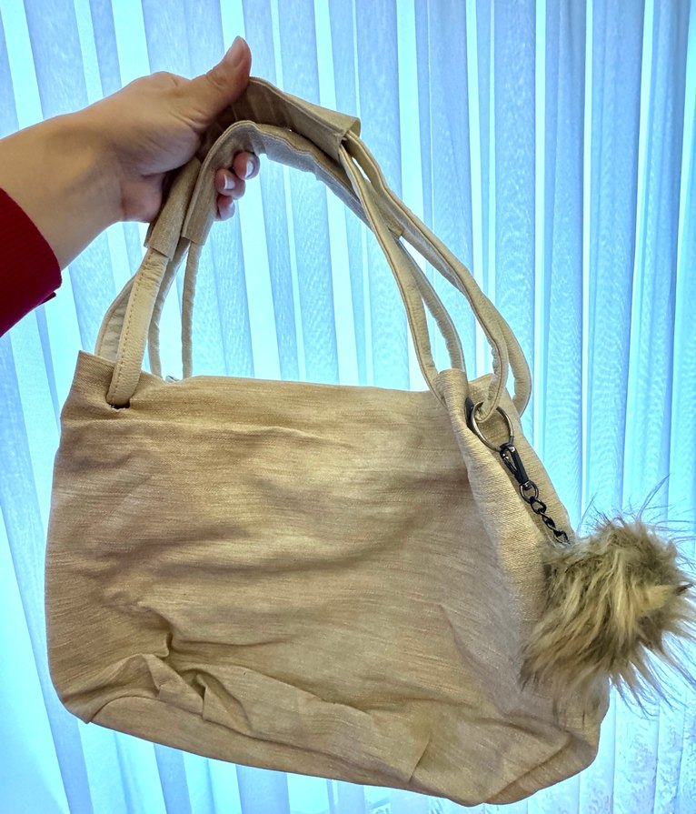 Bej Keten Kadın Kol Çantası - Görsel 5