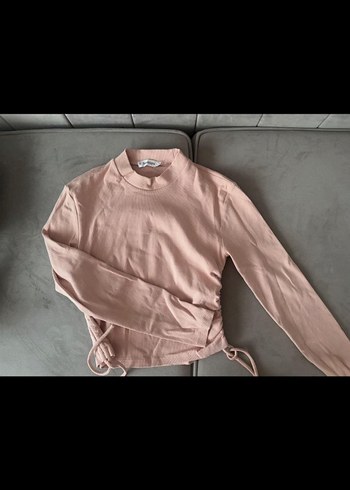 Pembe Yüksek Yakalı Bluz
