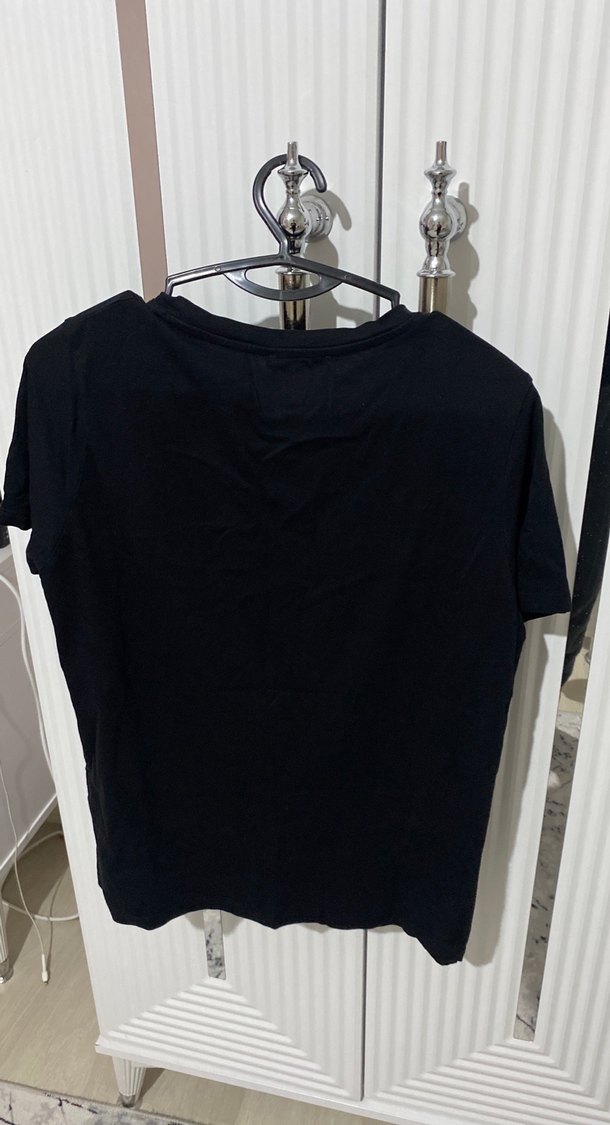 Siyah Kadın Kısa Kollu Salaş Tişört - Görsel 3