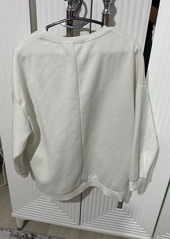 Beyaz Pamuklu Kadın Sweatshirt - Görsel 3
