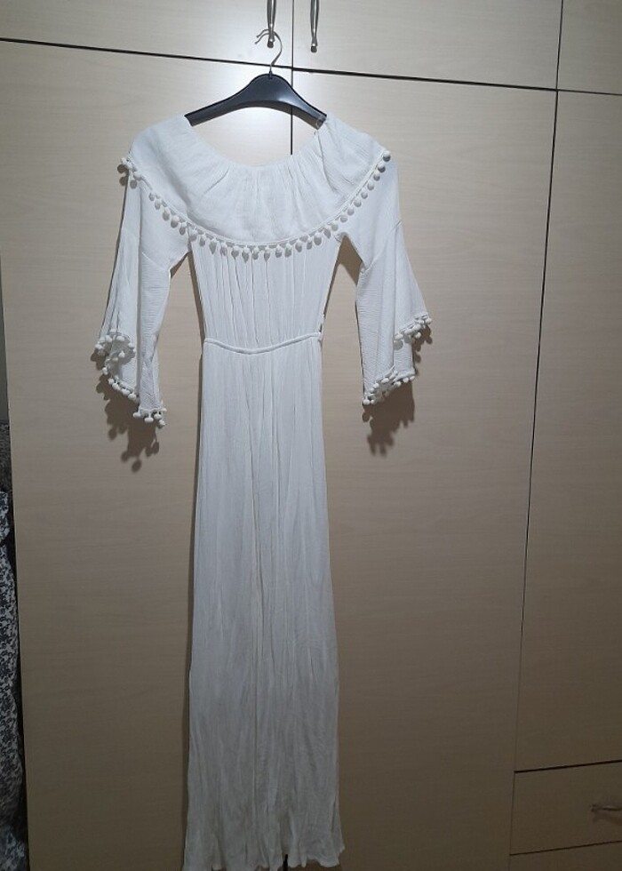 Beyaz yazlık elbise - Görsel 2