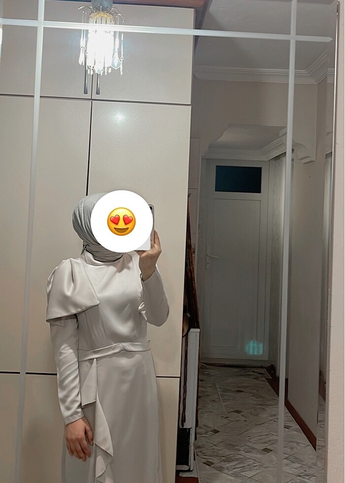 Tesettür abiye gri - Görsel 2