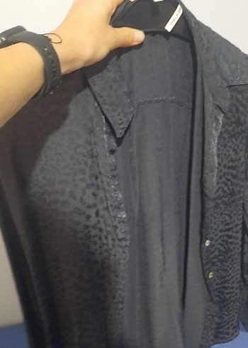 Düğmeli Uzun Kollu Kahverengi Kadın Keten Gömlek - Görsel 3