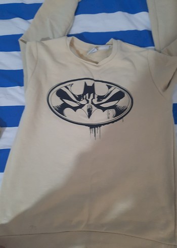 Sarı Kapüşonlu Erkek Çocuk Sweatshirt batman li - Görsel 4