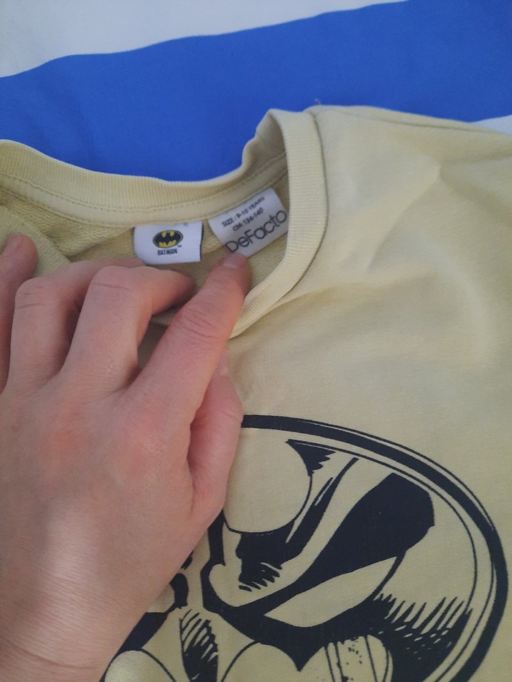 Sarı Kapüşonlu Erkek Çocuk Sweatshirt batman li - Görsel 5