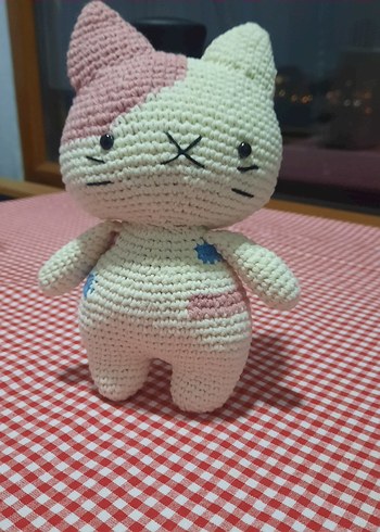 Diğer Pastel Pembe El Örgüsü Peluş Kedi Oyuncak