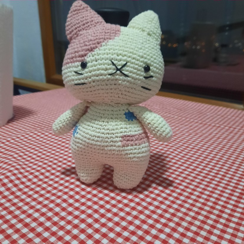 Pastel Pembe El Örgüsü Peluş Kedi Oyuncak - Görsel 2