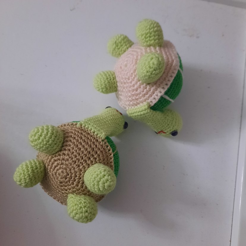 Renkli Yeşil Örgü Kaplumbağa Peluş Oyuncak - Görsel 2