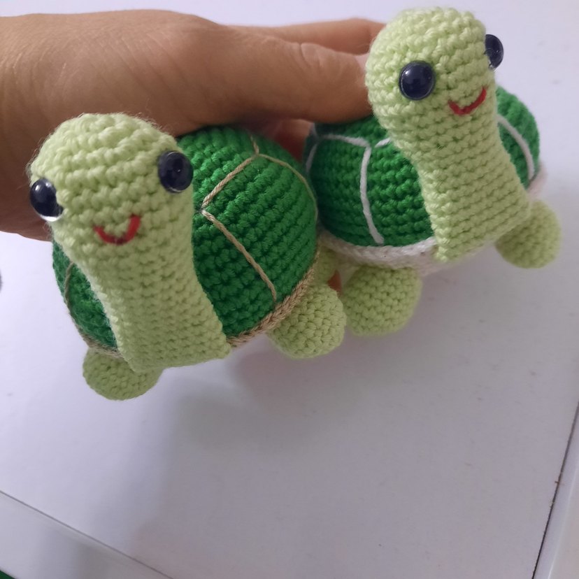 Renkli Yeşil Örgü Kaplumbağa Peluş Oyuncak - Görsel 3