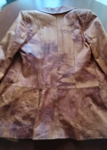 Kadın deri ceket. natürel analin kahverengi. 42 beden. - Görsel 2