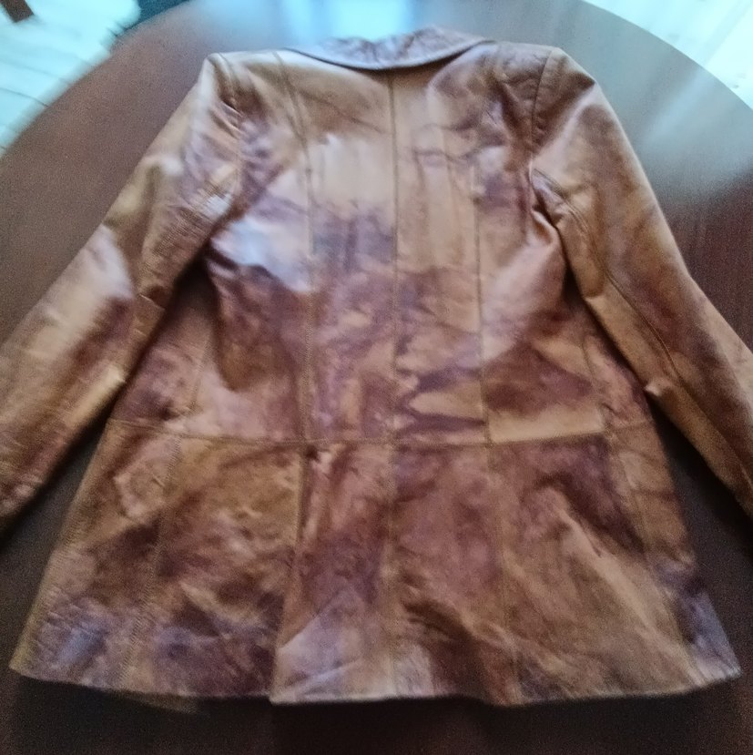 Kadın deri ceket. natürel analin kahverengi. 42 beden. - Görsel 2