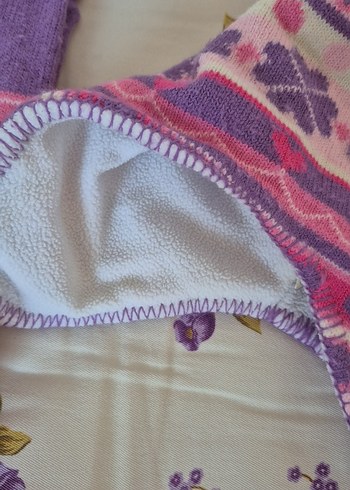 5-8 Yaş, 22 cm Beden mor Renk Renkli Nakışlı Bohem Çocuk Bere ve Atkı Seti