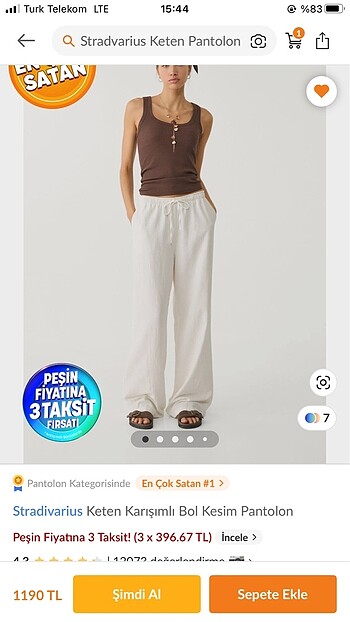Stradivarius keten pantolon