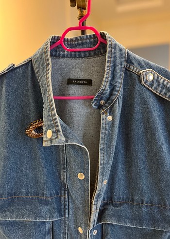 l Beden Düğmeli Kolsuz Lacivert Denim Yelek
