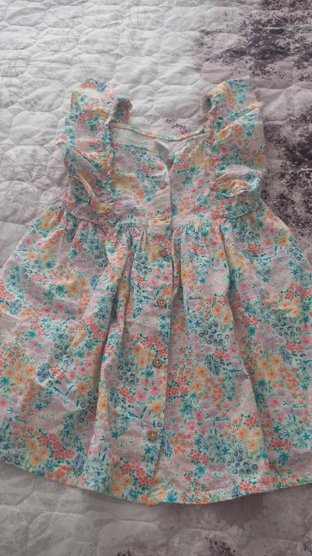 Kız Çocuk Fırfırlı Çiçekli Elbise - Görsel 2