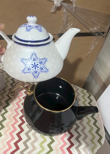 Karaca Beyaz ve Siyah Desenli Çaydanlık - Görsel 5