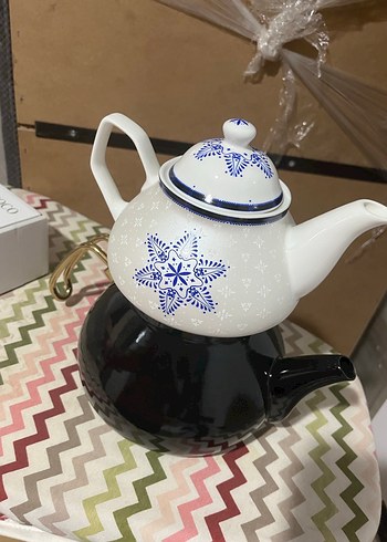 Karaca Beyaz ve Siyah Desenli Çaydanlık - Görsel 3