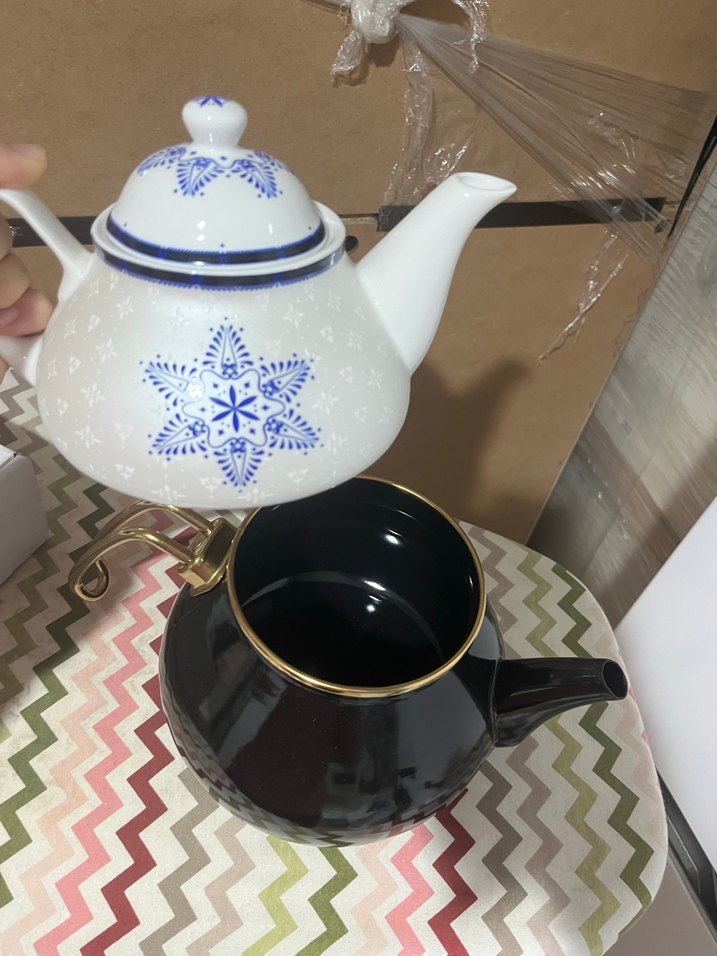 Karaca Beyaz ve Siyah Desenli Çaydanlık - Görsel 5