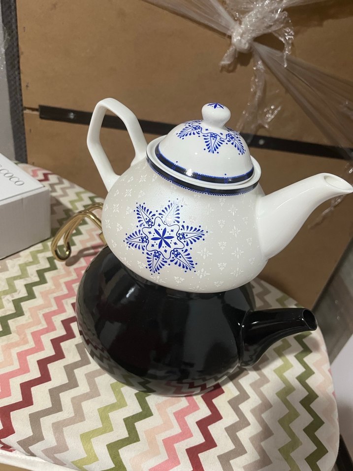 Karaca Beyaz ve Siyah Desenli Çaydanlık - Görsel 3