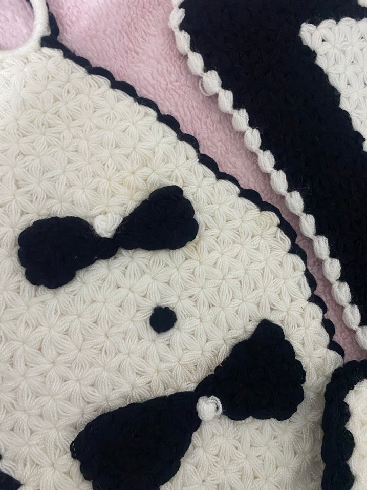 Nakışlı Siyah Beyaz Örgü lif seti - Görsel 2