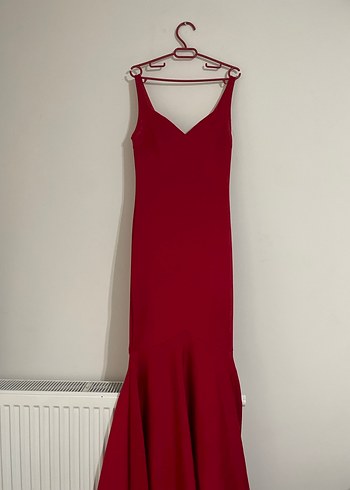 Bordo Drapeli Uzun Abiye Elbise - Görsel 2