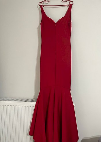 Bordo Drapeli Uzun Abiye Elbise - Görsel 4