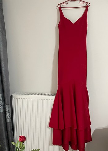 Bordo Drapeli Uzun Abiye Elbise - Görsel 3