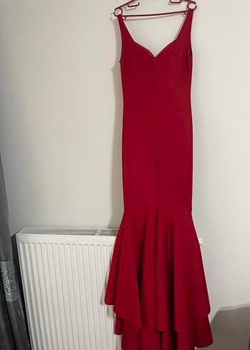 Bordo Drapeli Uzun Abiye Elbise - Görsel 5