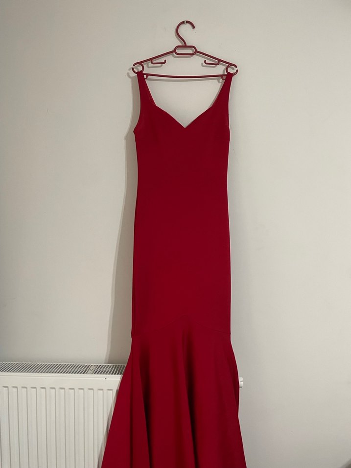 Bordo Drapeli Uzun Abiye Elbise - Görsel 2