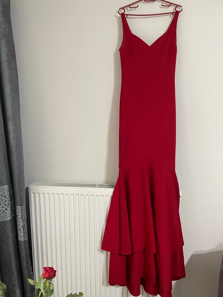 Bordo Drapeli Uzun Abiye Elbise - Görsel 3