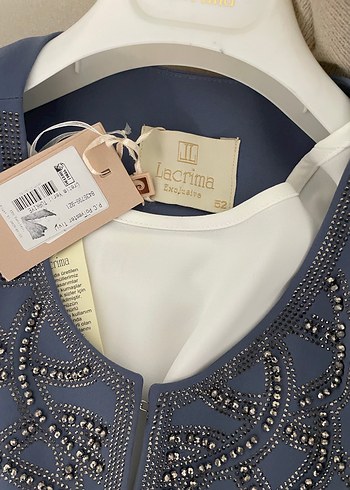 İşlemeli Mavi Uzun Abiye Takım - Görsel 8