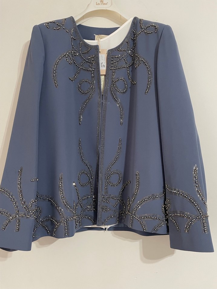 İşlemeli Mavi Uzun Abiye Takım - Görsel 2