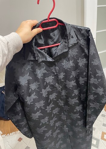 Siyah Uzun Kollu Midi Düğmeli Kadın Gömlek - Görsel 2