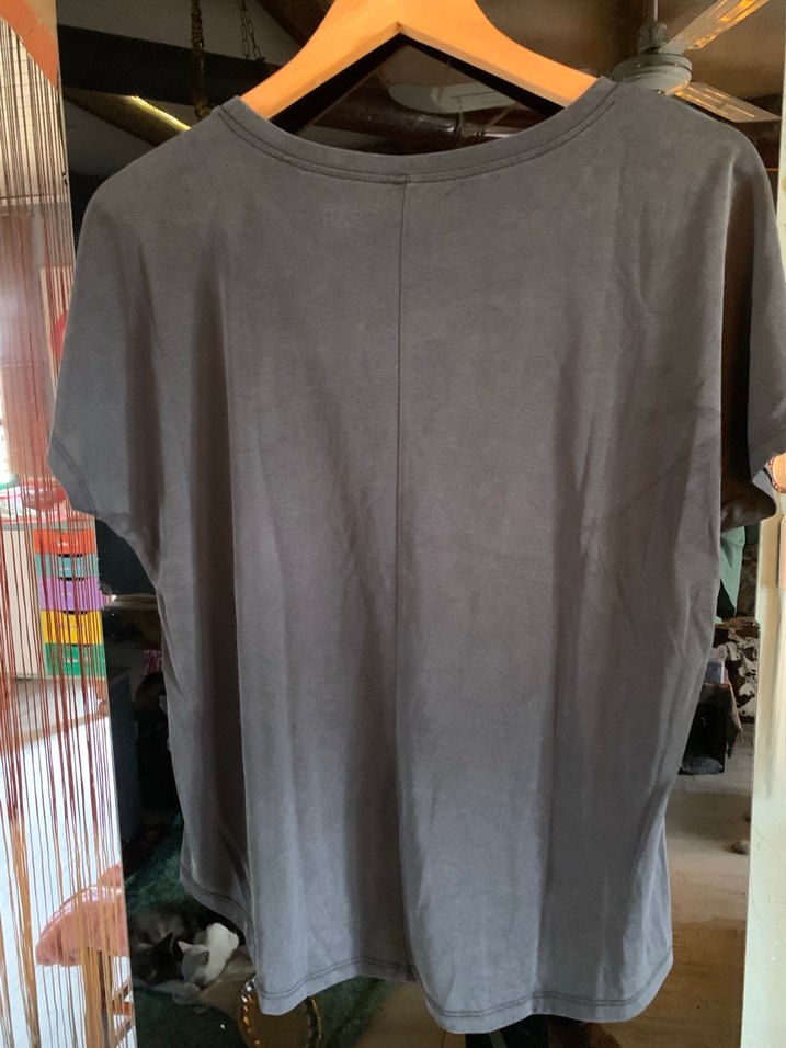 Gri Kadın Kısa Kollu Tişört - Görsel 3