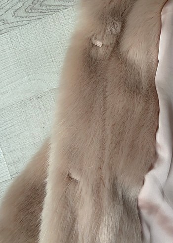 Bej Kadın Midi Suni Kürk Kaban - Görsel 2