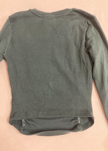 Bershka Kız Çocuk Gri Uzun Kollu Baskılı badi - Görsel 3