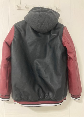 Bordo Siyah Erkek Deri Mont - Görsel 4