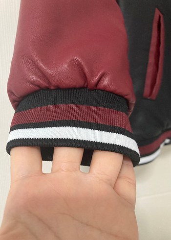 Bordo Siyah Erkek Deri Mont - Görsel 2