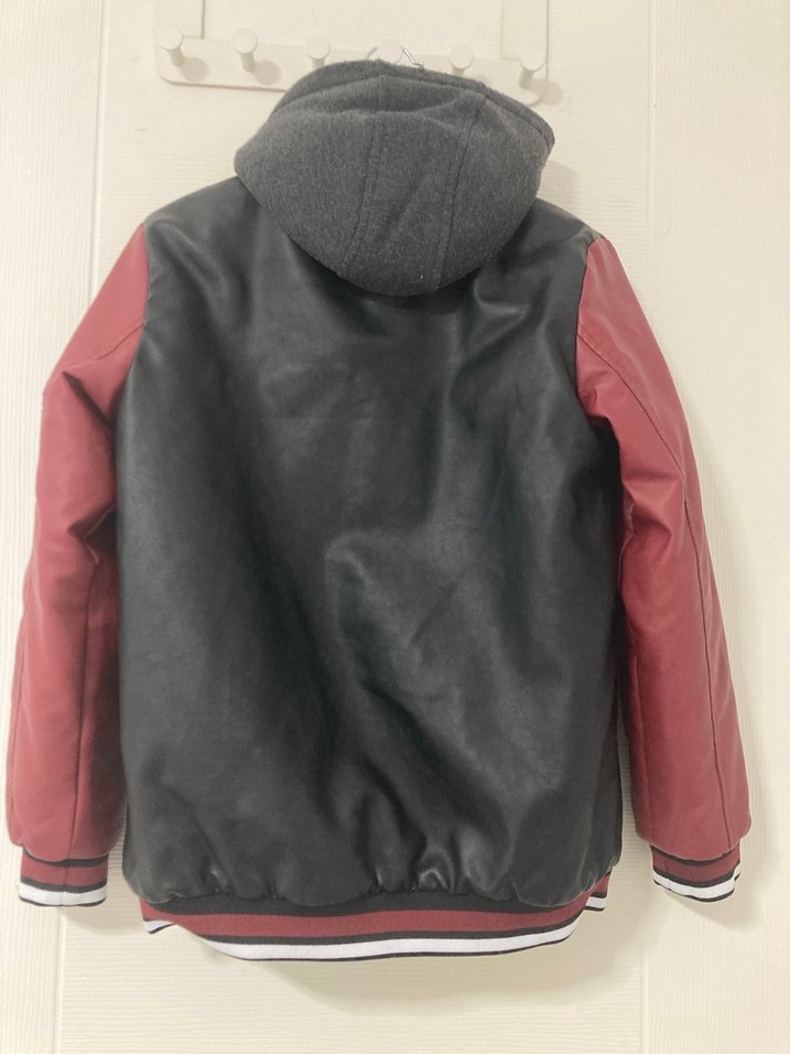 Bordo Siyah Erkek Deri Mont - Görsel 4