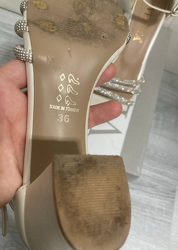 Krem Tokalı Topuklu Kadın Abiye Ayakkabı - Görsel 5