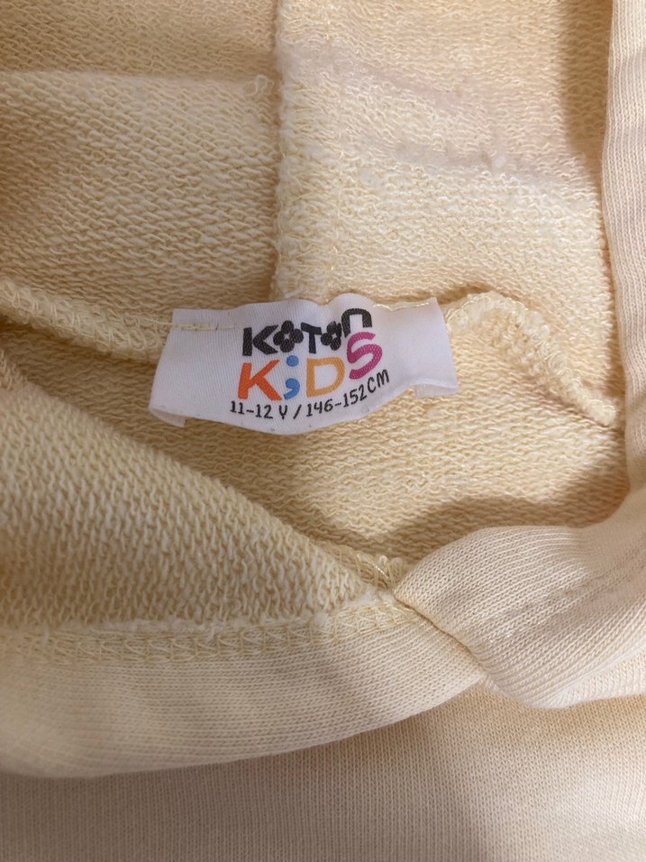 Sarı Kapüşonlu Kız çocuk Sweatshirt - Görsel 2